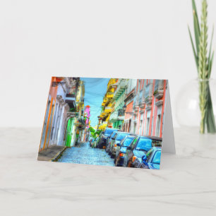 Escena callejera en tarjeta de felicitación San Ju