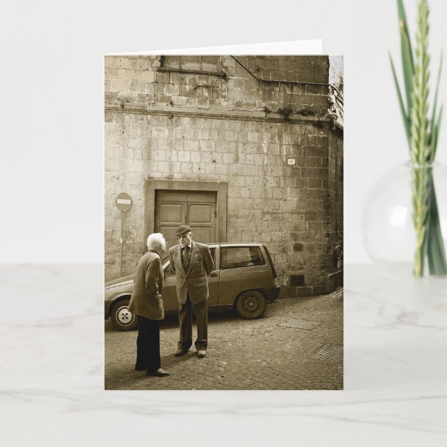 Escena callejera italiana en tarjeta de saludo de  (Anverso)