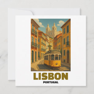 Escena callejera retro del tranvía vintage Lisboa