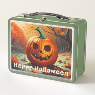 Escena Clásica de Bosque Otoñal con Jack-o-Lantern