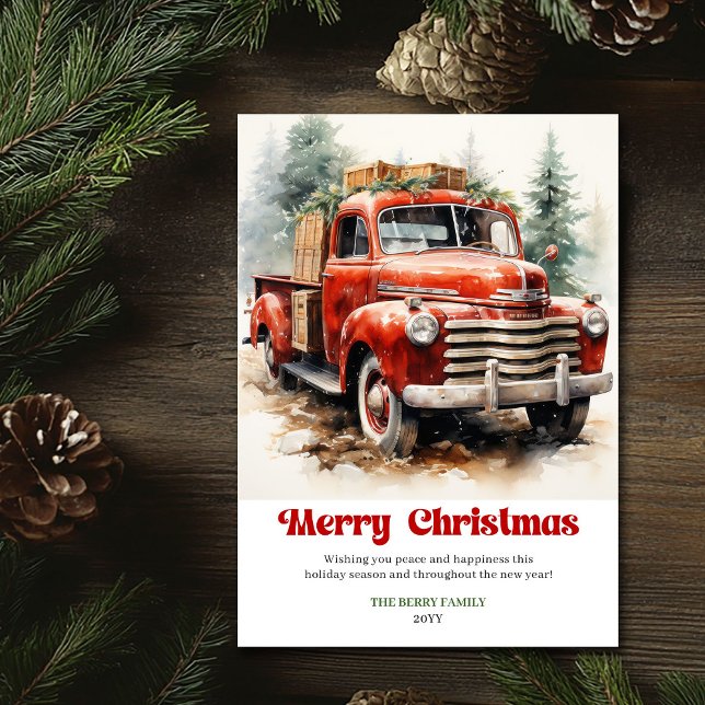 Escena clásica rústica de Navidad diseño de coche  (Classic rustic Christmas scene red car design)