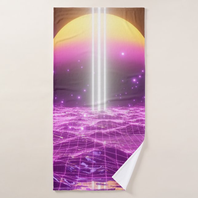 Escena de arte pop de ciencia ficción rosa moderno (Toalla de baño)