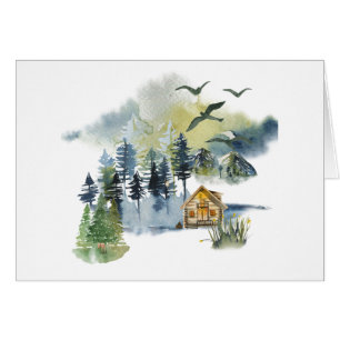 Escena de bosque en acuarela personalizable