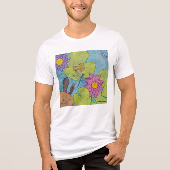 Escena de estanques (blanco) - Camisa Tri-Blend ma (Anverso)