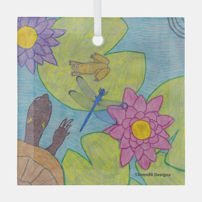 Escena de estanques - Ornamento de vidrio (Anverso)