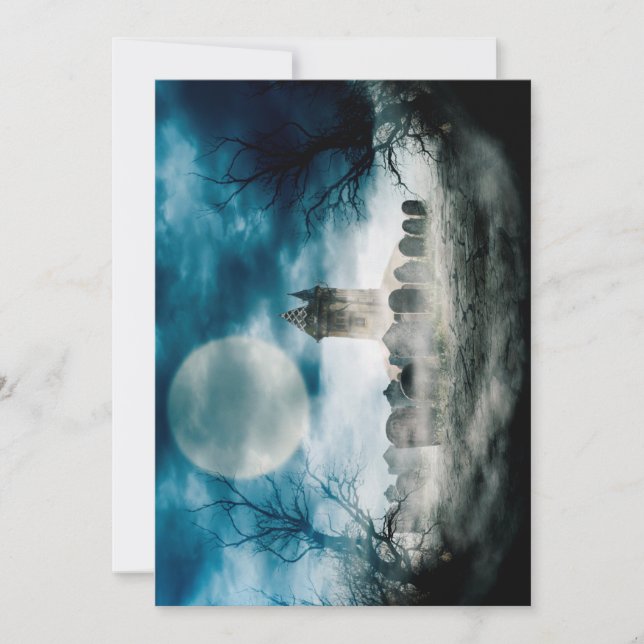 Escena de Halloween. Casa fantasma en el cementeri (Anverso)