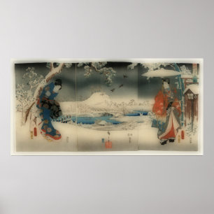 escena de invierno - arte japonés vintage