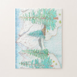 Escena de invierno con montañas rompecabezas