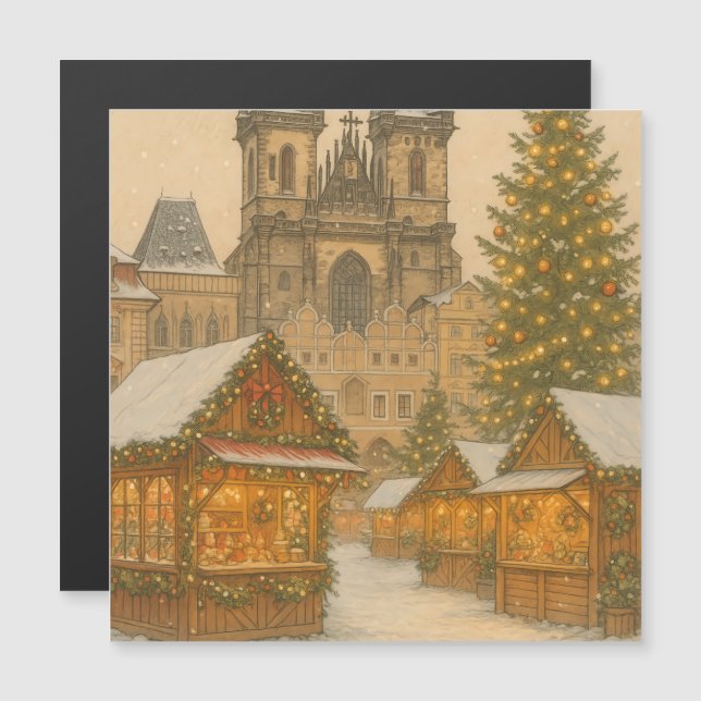 Escena de invierno de arte de vacaciones de Navida (Anverso/Reverso)