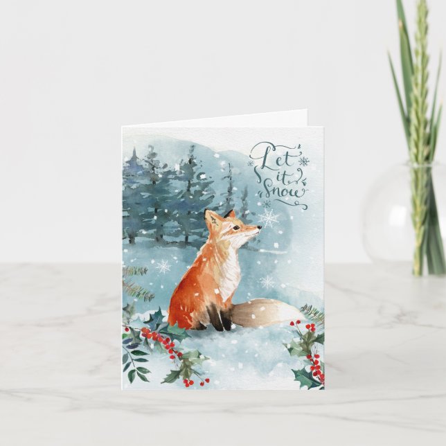 Escena de invierno en bosques, tarjeta de felicita (Anverso)