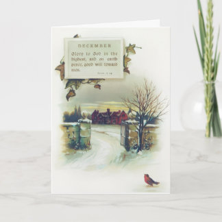 Escena de invierno vintage Escritura Navidad