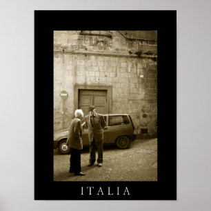 Escena de la calle en Italia, impresión de sepia y