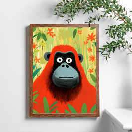 Escena de la jungla de Orangután Rojo Arte para ni