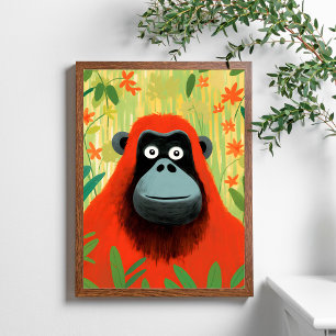Escena de la jungla de Orangután Rojo Arte para ni
