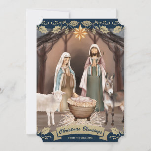 Escena de la Natividad Cristiana de Navidad Azul