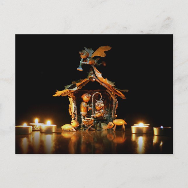 Escena de la natividad de Acorn Elves - tarjeta de (Anverso)