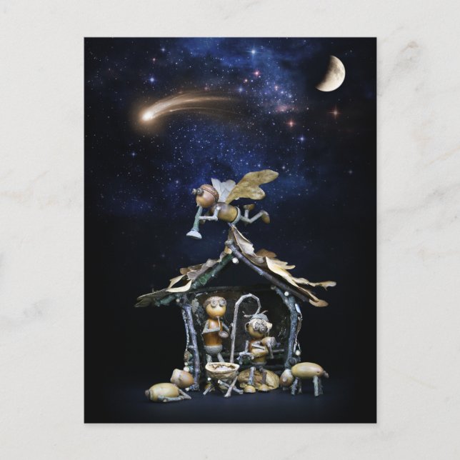 Escena de la natividad de Acorn Elves - tarjeta de (Anverso)