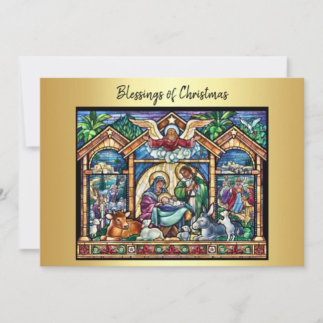 Escena de la Natividad de Navidad Bendiciones de N (Anverso)
