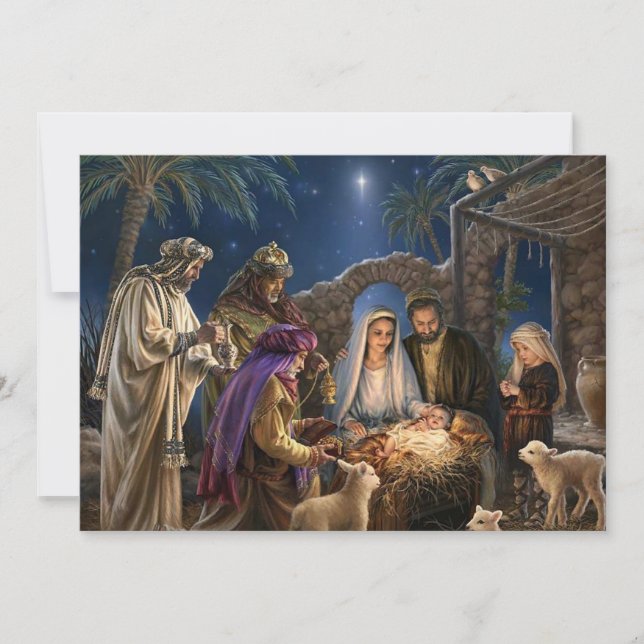 Escena de la Natividad de Navidad Bendiciones de N (Anverso)