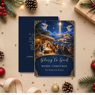 Escena de la Natividad de Navidad Gloria a Dios Az