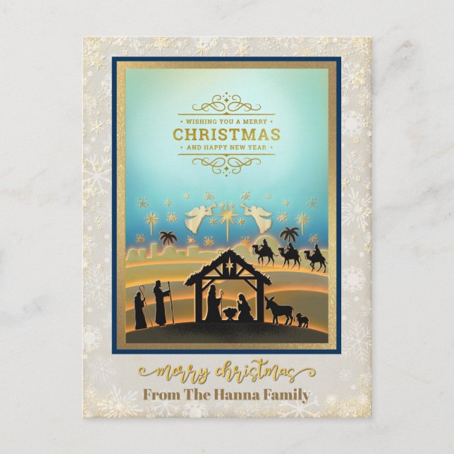 Escena de la Natividad "Feliz Navidad y Próspero A (Anverso)