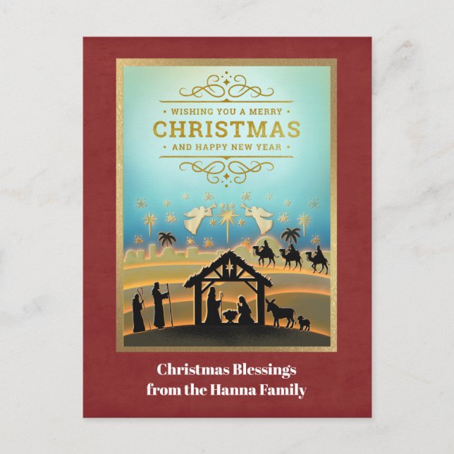 Escena de la Natividad "Feliz Navidad y Próspero A (Anverso)