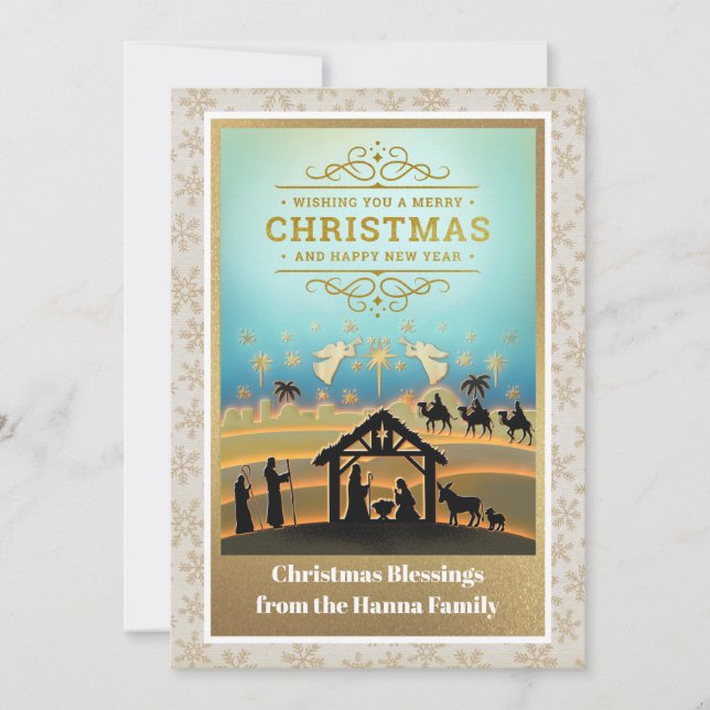 Escena de la Natividad "Feliz Navidad y Próspero A (Anverso)