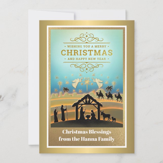 Escena de la Natividad "Feliz Navidad y Próspero A (Anverso)