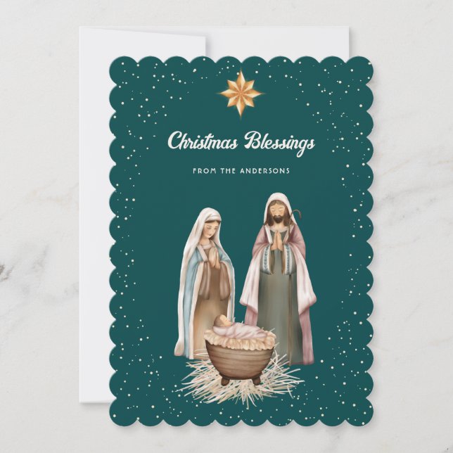 Escena de la Natividad Verde Estrella de Navidad C (Anverso)