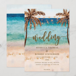 escena de la playa tropical invitación a la boda m