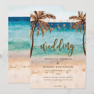 escena de la playa tropical invitación a la boda m