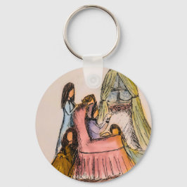 Escena de letras de mujeres pequeñas en el llavero