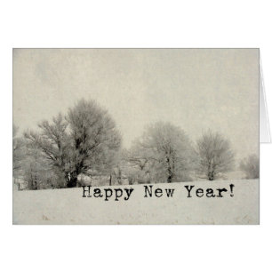 Escena de mañana helada, feliz año nuevo