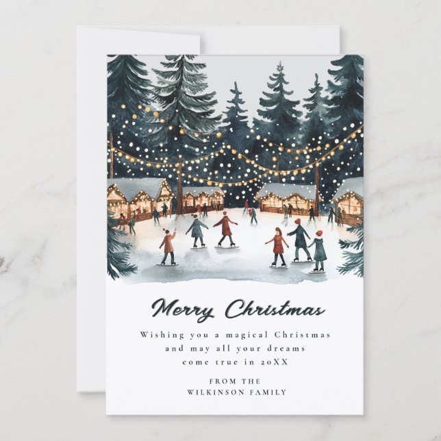 Escena de mercado de Navidad tarjeta de vacaciones (Anverso)