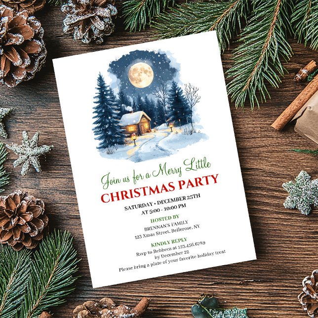 Escena de Navidad acogedora y elegante Invitación  (Elegant Cozy Christmas Scene Digital Invitation)