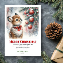 Escena de Navidad de cervatillo bebé imprimible en