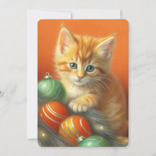 Escena de Navidad de Gatito Naranja a Lápiz de Col