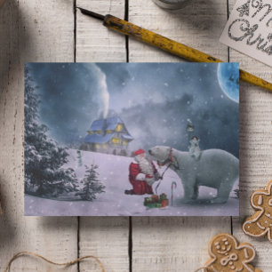 Escena de Navidad de Santa Claus con oso polar vin
