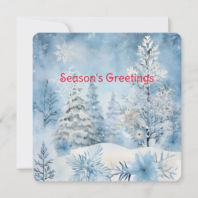 Escena de Navidad del Bosque de Nieve Azul Pastel (Anverso)