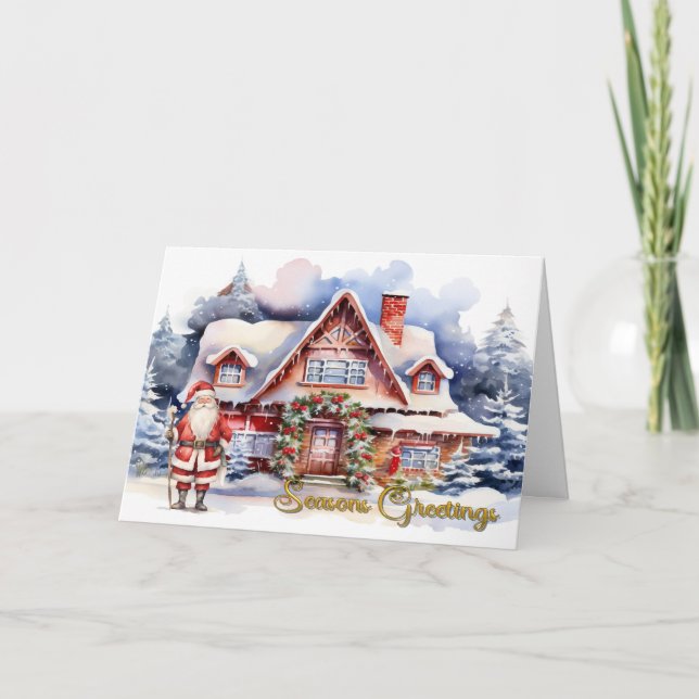 Escena De navidades Con Tarjeta De Saludo De Santa (Anverso)