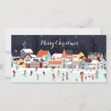 Escena de Navidades de invierno de aldea con foto