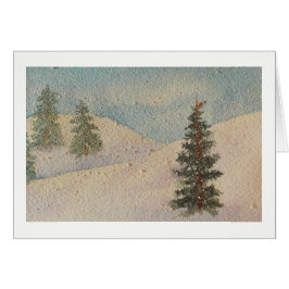 Escena de nieve acuarela en las montañas