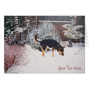 escena de nieve con perro negro y moreno lindo en 