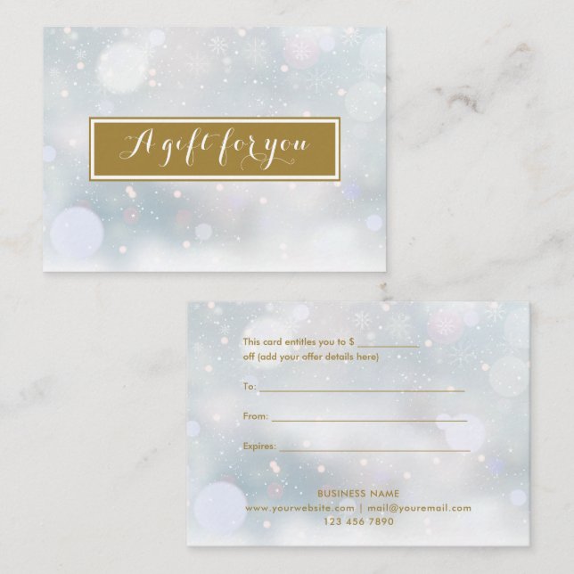 Escena de nieve del certificado de regalo de vacac (Anverso / Reverso)