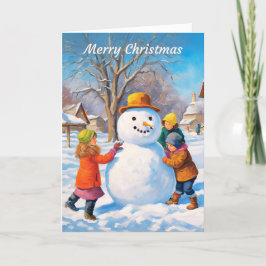 Escena de nieve invernal Feliz Navidad Muñeco de n