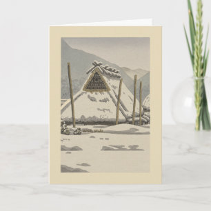 Escena de nieve japonesa - Tarjeta de Navidad