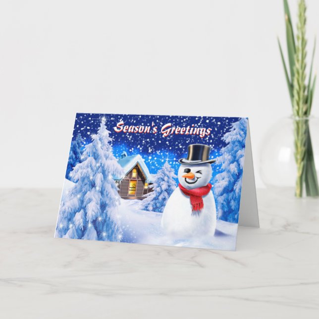 Escena de nieve lindo navidad tarjeta (Anverso)