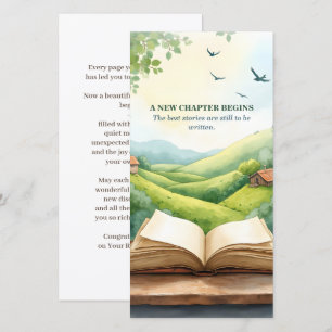 Escena de paisaje de nuevo capítulo de libro abier