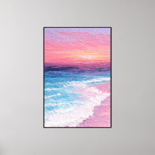 Escena de playa al atardecer con olas – Arte mural