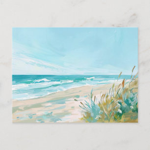 Escena de playa de verano Arte costero Tarjeta pos
